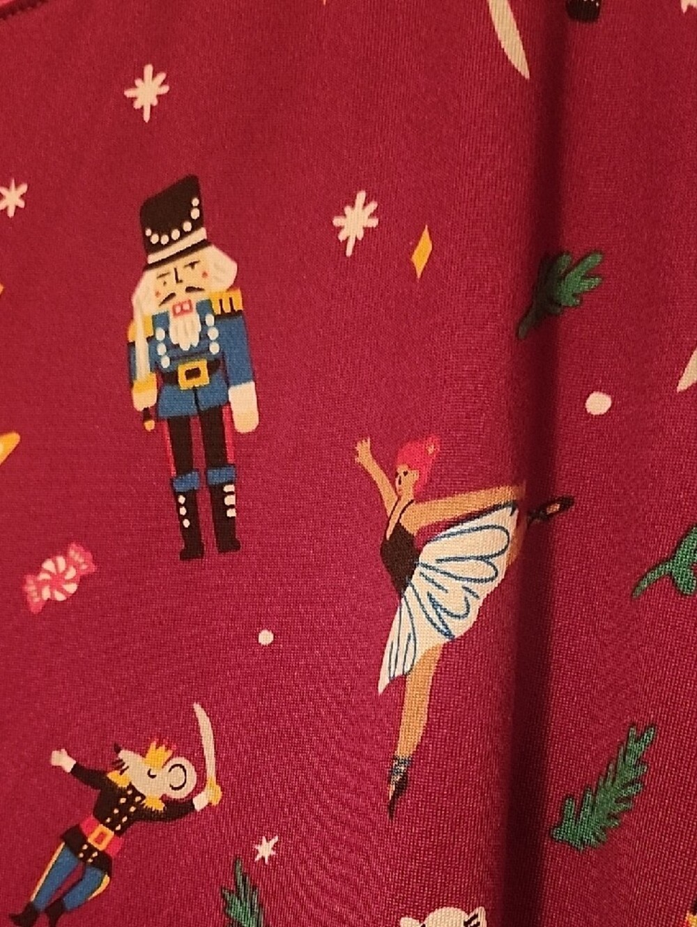 Joyspun Burgundy Holiday Nutcracker Print Sleepshirt - Picture 4 of 5